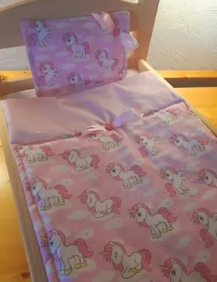 Dolls Pram Cot Bedding Set Pink Unicorn  Fabric 12x16 Inch Aprox • £6