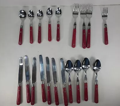 Le Prix  Red Flatware Stainless Steel 20 Pcs Mid Century Modern Korea • $27.95