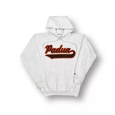 Champion University Of Padua Light Grey Embroidered Pullover Hoodie Size S • £19.99