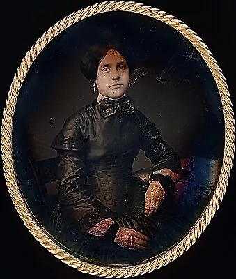 Pretty Young Lady Black Bracelets Mourning? Oval 1/9 Plate Daguerreotype M160 • $75