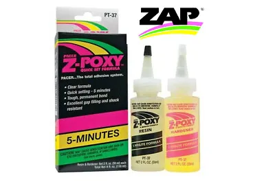 Pacer Zap PT-37 Z-POXY 5 Minute Epoxy Resin 4oz Pack PT37 • £16.99