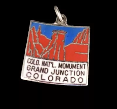 Vintage Sterling Silver ENAMEL Colorado National Monument Travel Charm Grand Jct • $16.99