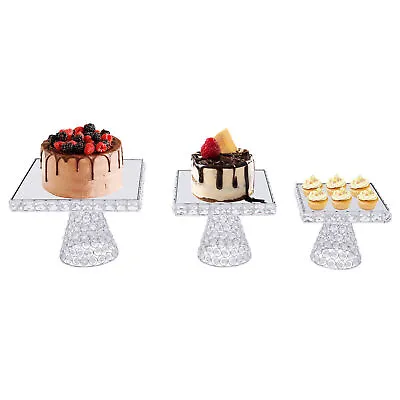 3Pcs Metal Cupcake Stand Cake Dessert Wedding Party Display Plate Set Sliver USA • $52.25