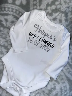 £6 • Buy Personalised Baby Vest/grow Baby Shower Modern Guest Book Gift Keepsake