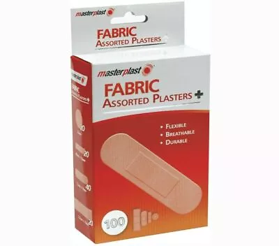 Masterplast Plasters Fabric 100/pk With Assorted Sizes • £2.99