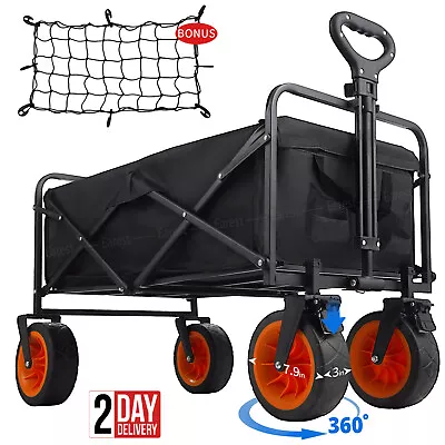 200KG Heavy Duty Foldable Trolley Cart Wagon Camping Festival Outdoor Garden • £72.99