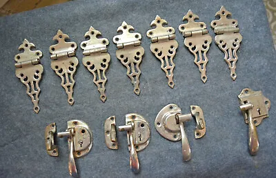 Rare 12 Pc Set Antique Chrome Ice Box Hardware C 1900 • $245