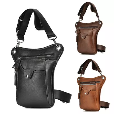 Motorcycle Fanny Pack Outdoor Vintage Leather Drop Leg Bag Tactical Thigh Waist • $31.63