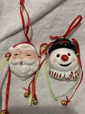 Vintage Midwest Santa & Snowman Ceramic Christmas Ornaments  • $7.99