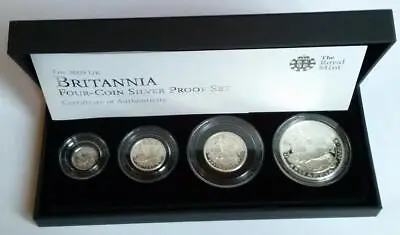 2009 Britannia Coin Set Silver Proof Set (4) In Case With COA • £125