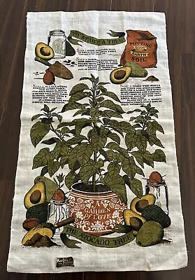 Vintage NWT AVOCADOS KAY DEE HAND PRINTS Linen Towel  W/ Foil Label 16”x27” NICE • $24.90