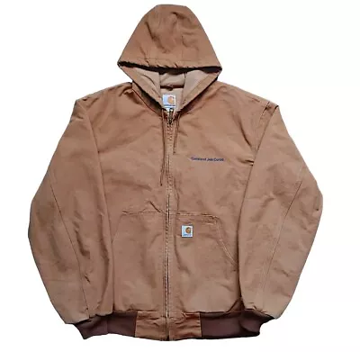 Carhartt Canvas Jacket Men's XL Brown Duck J131 Hoodie Made In USA Extra Large • $49.99