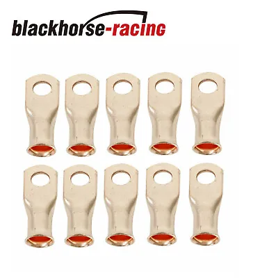 $10.54 • Buy 10 X Gauge 1/0 3/8  Battery Cable Ends Lugs Hole OFC Copper Ring Terminals Wire