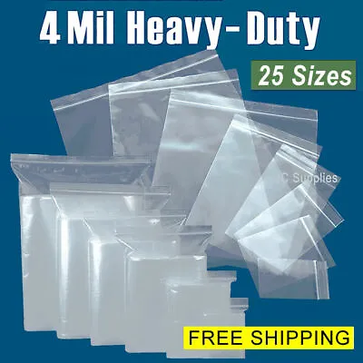 Zip Seal Clear Plastic Bags 4-Mil HEAVY-DUTY Reclosable Zipper Lock Baggies • $7.25