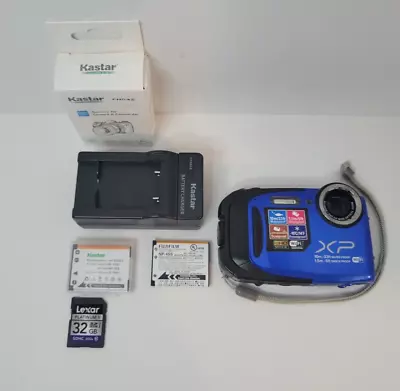 Fujifilm Finepix XP75 16MP Waterproof Digital Camera Blue - TESTED  • $65