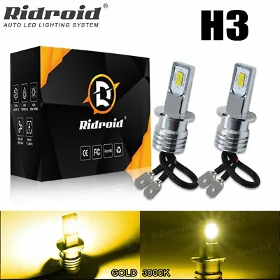 2PCS H3 LED Fog Driving Light Bulbs Conversion Kit Super Bright DRL 3000K Yellow • $11.99