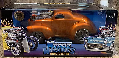 * New Muscle Machines Die-Cast 1:18 Orange Jeep ‘41 Willys Coupe’ Unopened *Rare • $57.99