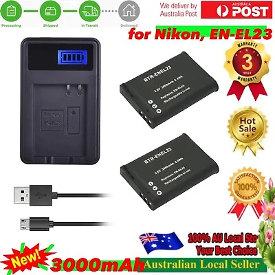 EN-EL23 ENEL23 & Charger For Nikon COOLPIX P900 P610 P600 B700 S810c Camera • $36.90