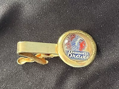 Vintage 1950s Milwaukee Braves Baseball Glass Bubble Gold Tie Clasp Rare HTF MLB • $149.99