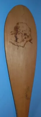 VINTAGE SOUVENIR CANOE PADDLE HAND BURNED GLAMOR GIRL & SNAKE 30  X 3 3/8  # 1 • $20