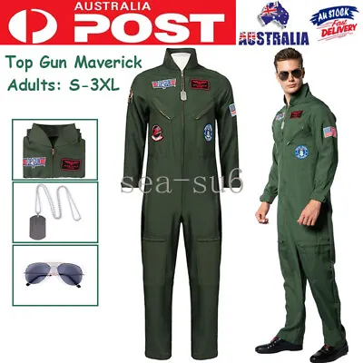 Movie Top Gun Maverick Cosplay Costume Adult Men Pilot Flight Jumpsuit Christmas • $36.36