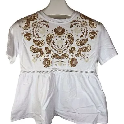 NWT Zara Women’s Moroccan Peplum  Top Size Small White Brand New • $13.88