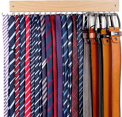 Tie Rack Wall Mounted 360°Rotating Tie Hanger Belt Organizer Max 20 Storage For • $14.93