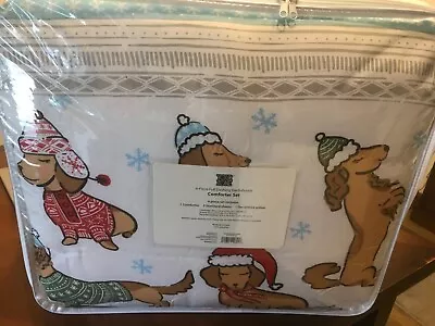 Dashing Christmas Dachshunds Comforter 2 Shams 1 Dec. Pillow • $25