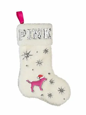 Victoria's Secret PINK Dottie Clause White Sherpa Christmas Holiday Stocking NEW • $18.95