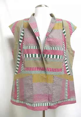 BABETTE Colorful Striped Checker One Snap Front Vest Top Shirt Blouse Sz L • $8.50