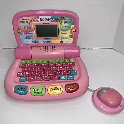 Vtech Tote 'n Go Laptop Pink W Mouse Kids Educational Computer Learning Toy Game • $28.80