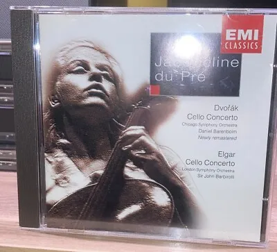 EMI CD Jacqueline Du Pre Barbirolli Barenboim Elgar Dvorak Cello Concertos • £4