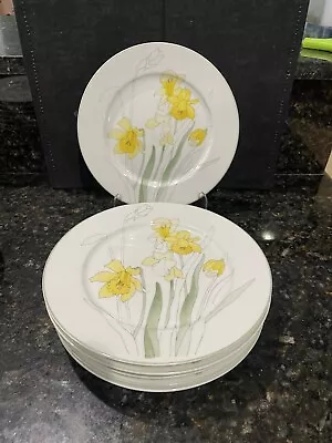 Set Of 6 BLOCK SALAD LUNCH PLATES  Mary Lou Goertzen DAFFODIL 8  Discontinued • $30
