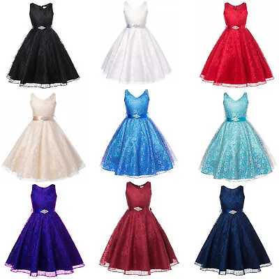 Princess Girls Bridesmaid Lace Dress Baby Kid Party Pageant Wedding Dresses Prom • £19.90