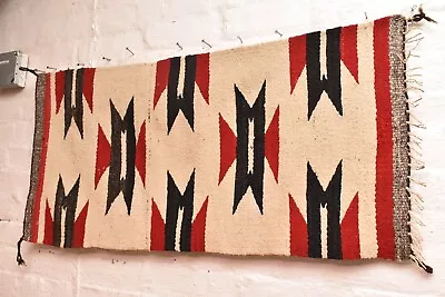 Antique Navajo Rug Native American Indian Textile Weaving 37x17 VIntage • $336.82