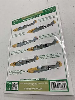 1/32 Eduard Decals #D32003 Messerschmitt Bf109E-4 Adlerangriff Experten • $24.99