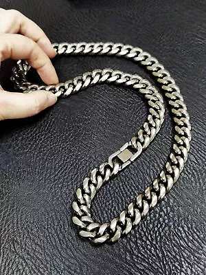 New Pure Titanium Necklace Bracelet 14mm Cuban Chain Anti Allergic Hip-hop Men's • $82