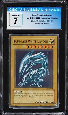 2002 Yugioh Card - Starter Deck Kaiba Blue-Eyes White Dragon #SDK-001 CGC 7 NM • $190