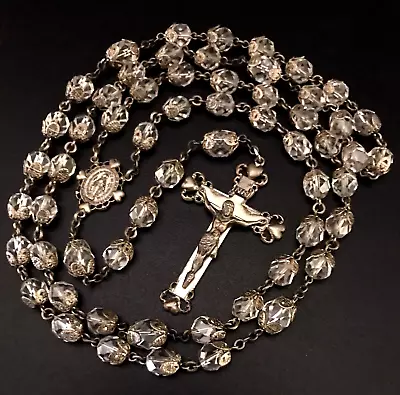 Creed Rosary - Sterling Silver & Ss Capped Crystal Beads - 25 L - Magnificient • $175