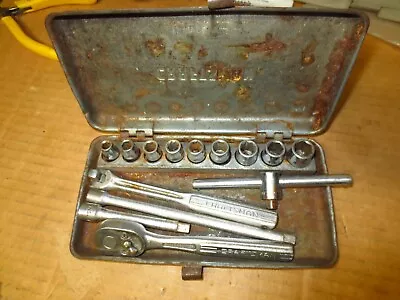 Vintage Craftsman 15 Piece 1/4  Drive Socket Set = V = Series Metal Case USA • $50