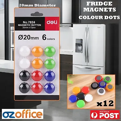 $6.95 • Buy Fridge Magnets 12 X Colour Dots Whiteboard Magnets Kitchen Fridge Magnet Polka