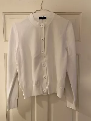 J CREW Cardigan Sweater 100% Cotton Crepe SMALL AK190 White • $15