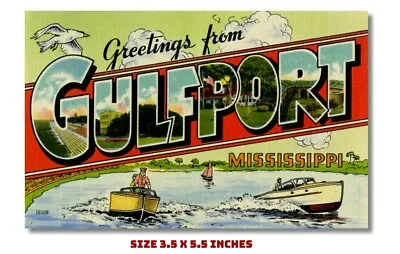 Magnet Greetings Gulfport Mississippi Large Letter Old Postcard 3.5 X 5.5   • $6.95