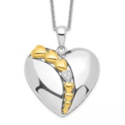 925 Sterling Silver Gold Cubic Zirconia CZ I Love You More Each Day Heart 18 ... • $122