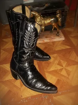 VINTAGE Wrangler Cap Toe Cowboy Boots WRANGLER Tall Western Riding Boots 12 • $39.99
