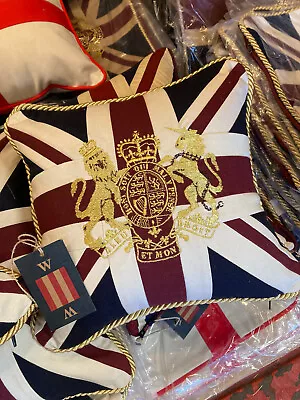 Royal Crest Vintage Cushion By Woven Magic (12x12 Inch Vintage White ) • £22.95