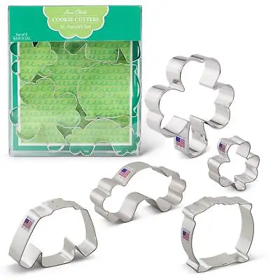 £14.86 • Buy St. Patrick's Day Cookie Cutters 5 Pc Boxed Set Shamrocks, Sweater, Pot Of Gold