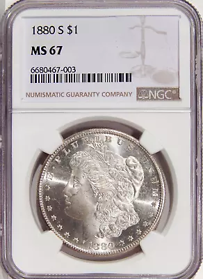 1880-s $1 Ngc Ms 67 ~ High-grade Blast White Silver Morgan Dollar • $999.95