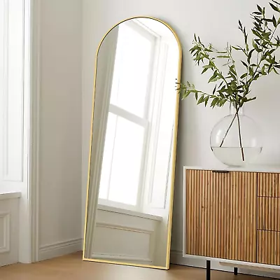 Full Length Mirror With Stand 59 X16  Arched Floor Mirror Gold Frame Mirror Fr • $85.98