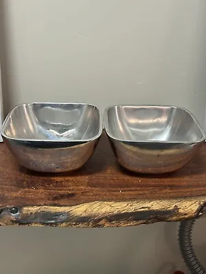 Vintage Alloy Bowls Square Chrome Brushed Set Of 2 • $19